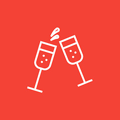 Image showing Two glasses of champaign line icon.