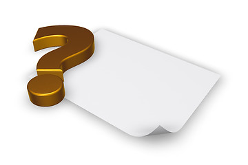 Image showing question mark and blank paper sheet - 3d rendering