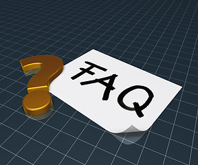 Image showing the word faq on paper sheet and question mark - 3d rendering