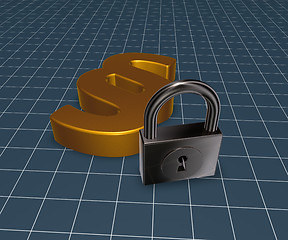 Image showing paragraph symbol and padlock - 3d rendering