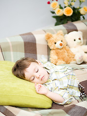 Image showing Cute little boy is sleeping