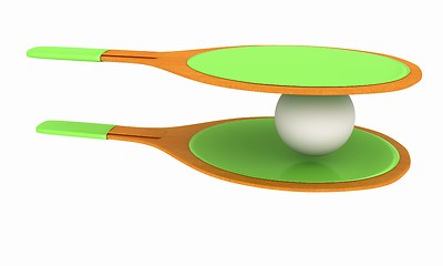 Image showing Rackets for playing table tennis. 3D rendering