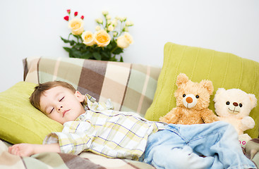 Image showing Cute little boy is sleeping