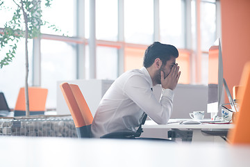 Image showing frustrated young business man at work