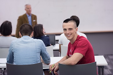 Image showing technology students group in computer lab school  classroom