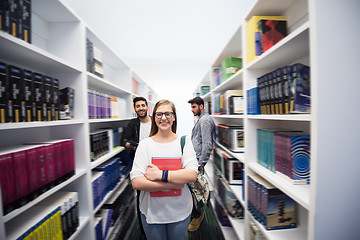 Image showing students group  in school  library