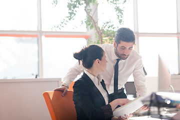 Image showing business couple working together on project