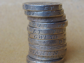 Image showing Pound coins pile