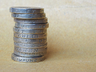 Image showing Pound coins pile