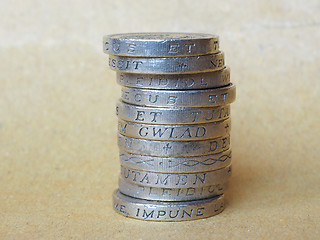 Image showing Pound coins pile