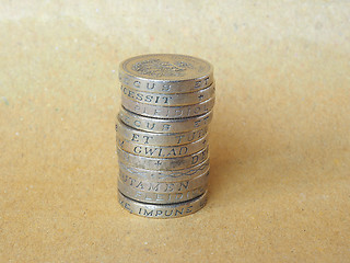 Image showing Pound coins pile