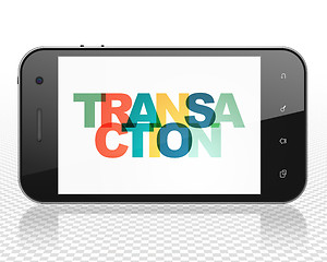 Image showing Money concept: Smartphone with Transaction on  display