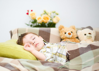 Image showing Cute little boy is sleeping