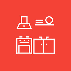Image showing Kitchen interior line icon.