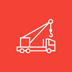 Image showing Mobile crane line icon.