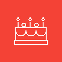 Image showing Birthday cake with candles line icon.