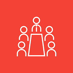 Image showing Business meeting in the office line icon.