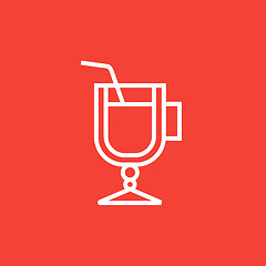 Image showing Glass with drinking straw line icon.