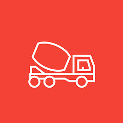 Image showing Concrete mixer truck line icon.