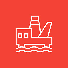 Image showing Offshore oil platform line icon.