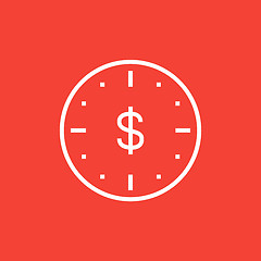Image showing Wall clock with dollar symbol line icon.