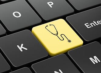 Image showing Medicine concept: Stethoscope on computer keyboard background