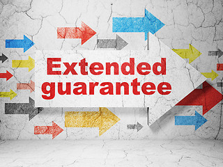 Image showing Insurance concept: arrow with Extended Guarantee on grunge wall background