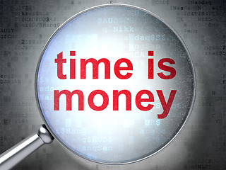 Image showing Business concept: Time is Money with optical glass