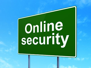 Image showing Safety concept: Online Security on road sign background