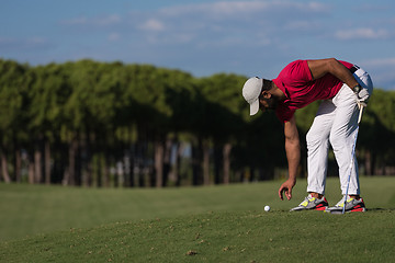 Image showing golf player hitting long shot