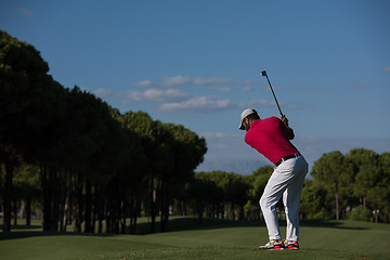 Image showing golf player hitting long shot