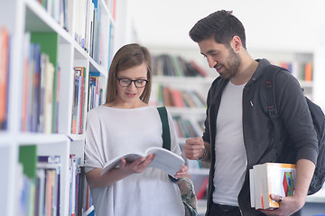 Image showing students couple  in school  library