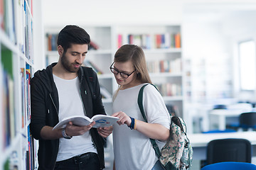 Image showing students couple  in school  library