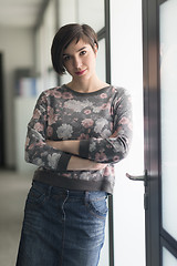 Image showing portrait of business woman in casual clothes at startup office
