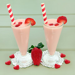 Image showing Healthy Strawberry Smoothie Drinks