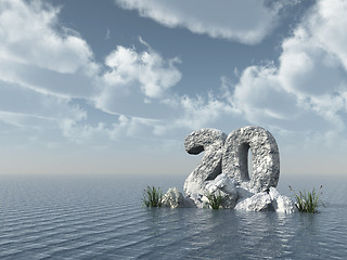 Image showing number twenty rock at water - 3d rendering