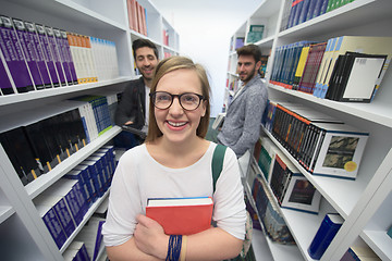 Image showing students group  in school  library