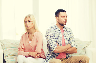 Image showing unhappy couple having argument at home