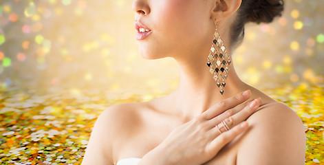 Image showing close up of beautiful woman with earrings