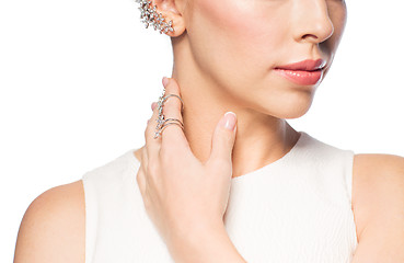 Image showing close up of beautiful woman with ring and earring