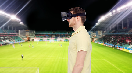 Image showing man in virtual reality headset over football field