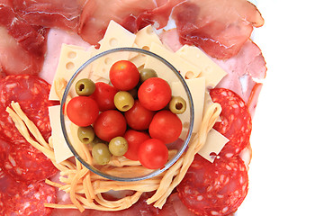 Image showing ham cheese tomato olive as easy dinner