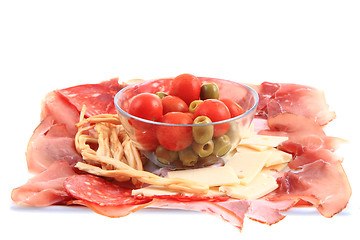 Image showing ham cheese tomato olive as easy dinner