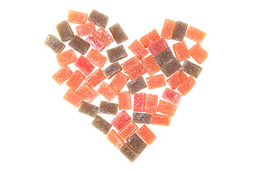 Image showing candy fruit cubes heart