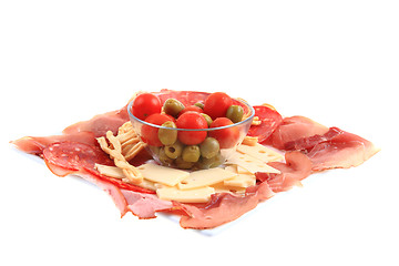 Image showing ham cheese tomato olive as easy dinner