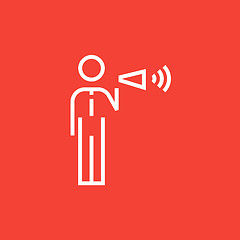 Image showing Businessman with megaphone line icon.