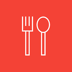 Image showing Spoon and fork line icon.