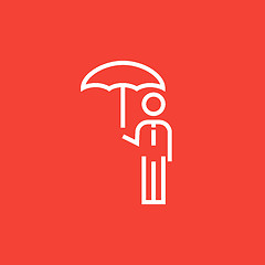 Image showing Businessman with umbrella line icon.