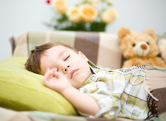 Image showing Cute little boy is sleeping