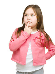 Image showing Little girl is thinking about something